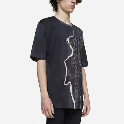 FENDI Abstract Print Crewneck Short Sleeve Oversized T-shirt Black Men SS22 FY0936AIFZF1AJR Purchase FENDI Abstract Print Crewneck Short Sleeve Oversized T-shirt Black Men SS22 FY0936AIFZF1AJR