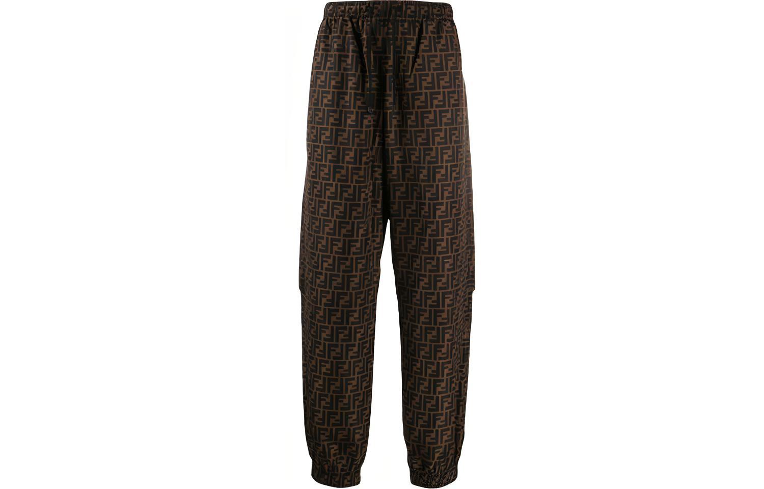 FENDI All-Over Logo Brown Casual Pants for Men FAB527A797F13IZ