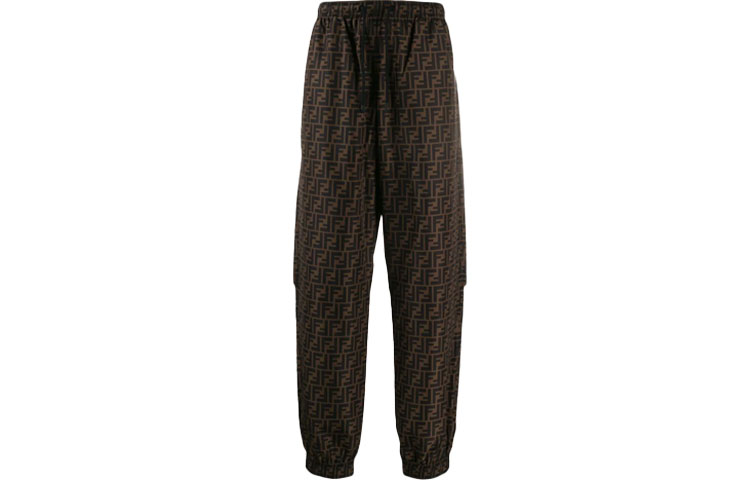 Order FENDI 男士全覆盖Logo棕色休闲裤 FAB527A797F13IZ