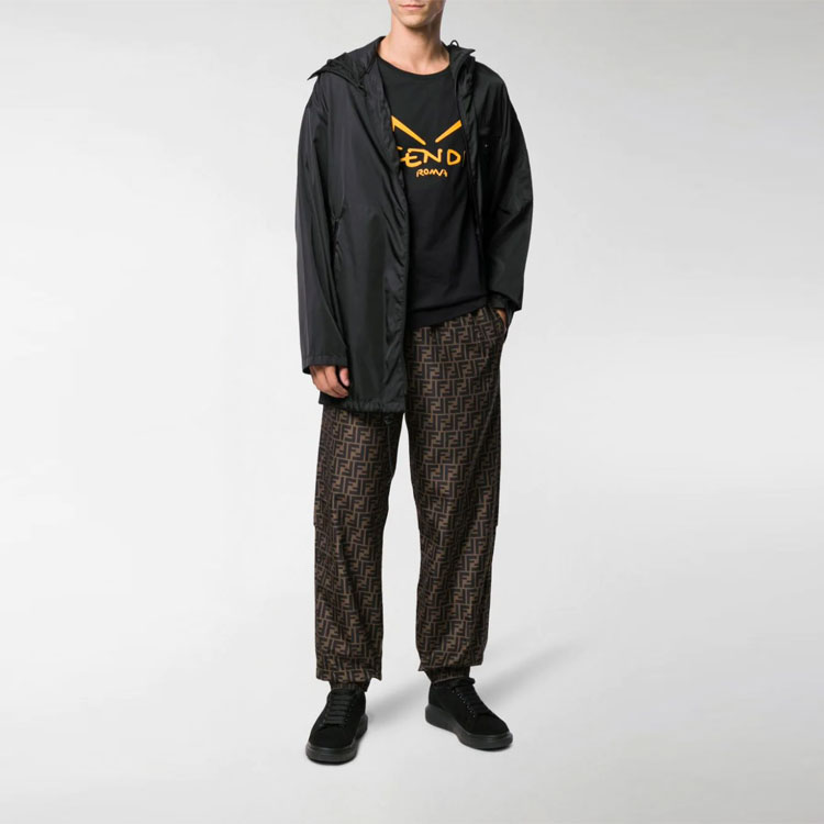 Lookbook FENDI 男士全覆盖Logo棕色休闲裤 FAB527A797F13IZ