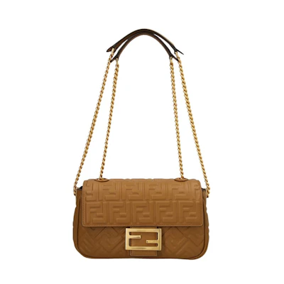 Fendi Baguette Midi Shoulder Bag Brown