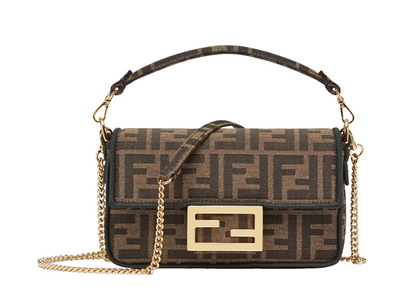 Fendi Baguette Mini Jacquard FF Fabric Bag Brown