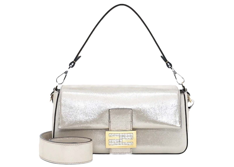 Fendi Baguette Re-Edition in Platinum-Color Leather Ivory