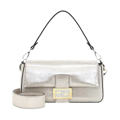 Fendi Baguette Re-Edition in Platinum-Color Leather Ivory