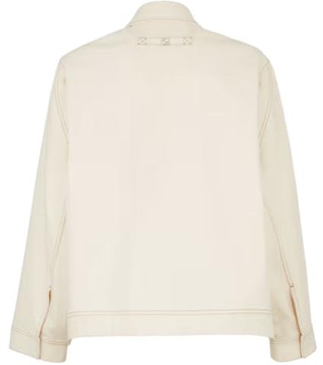 FENDI Beige Canvas Jacket with Leather Trim and Single-Breasted Design for Men. FW1291AR9MF1MTG Lookbook FENDI Beige Canvas Jacket with Leather Trim and Single-Breasted Design for Men. FW1291AR9MF1MTG