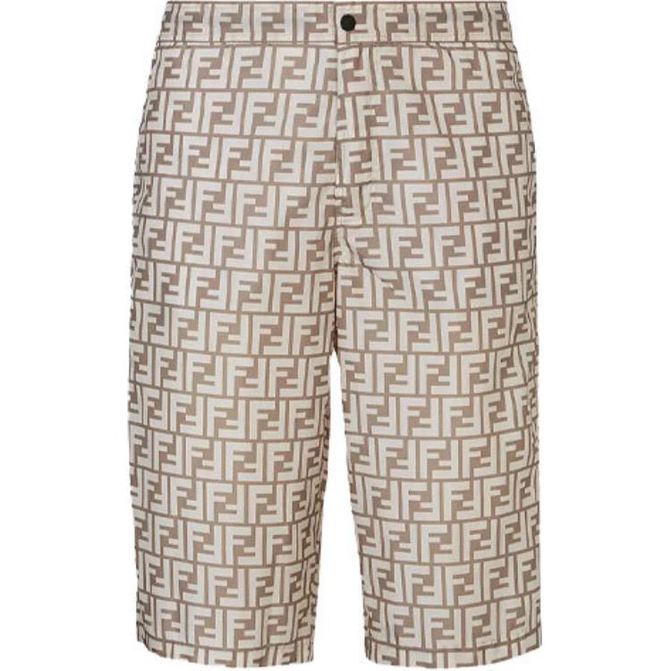 FENDI Beige Double F Logo Swim Shorts FW21. FXB079AGBQF0UBY