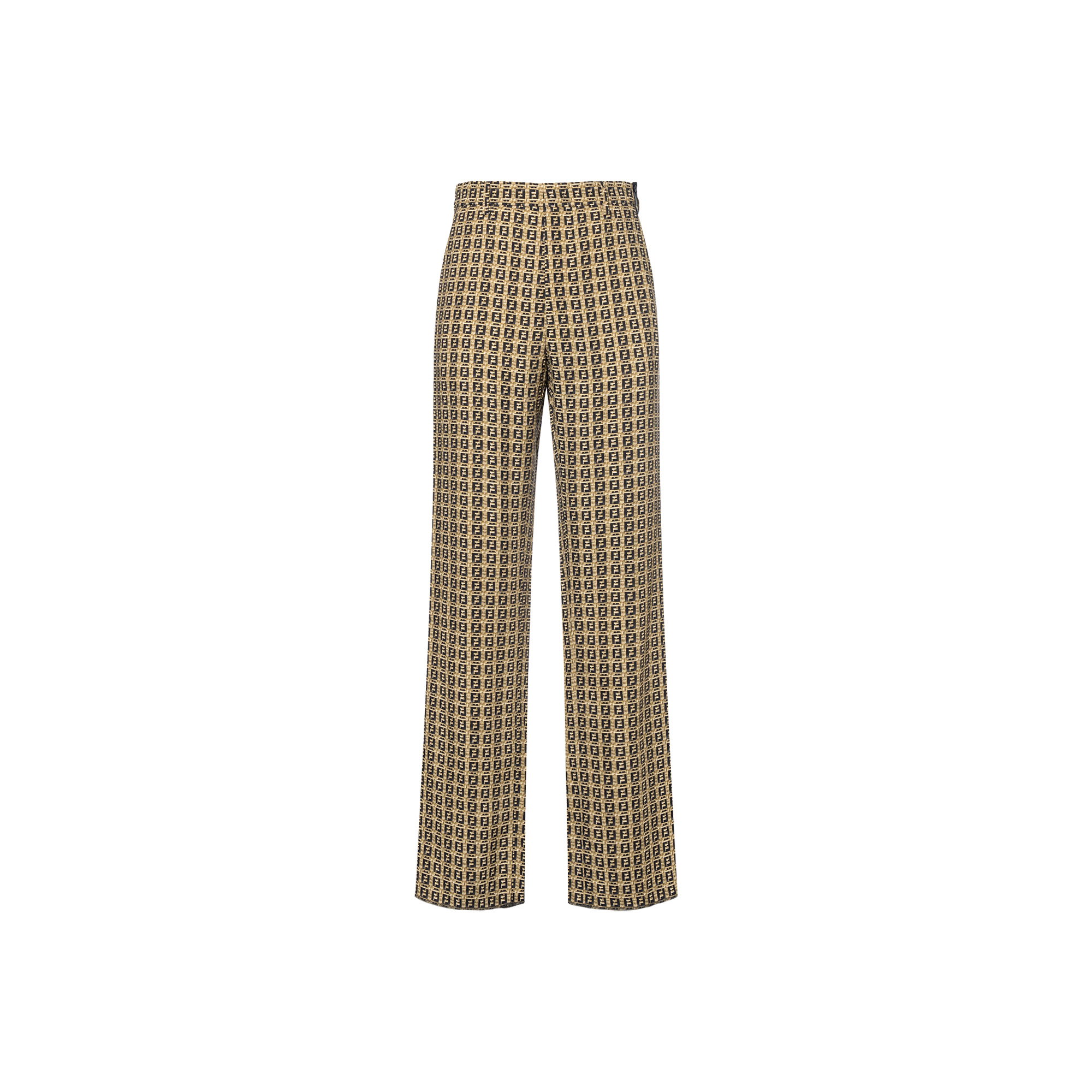 FENDI Beige Logo Printed Elastic Waist Straight-Leg Casual Pants FB0696AFEIF0UNT