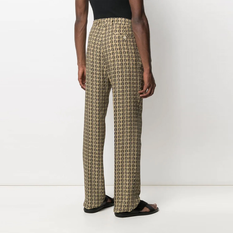 Purchase FENDI 米色徽标印花松紧腰直筒休闲裤 FB0696AFEIF0UNT