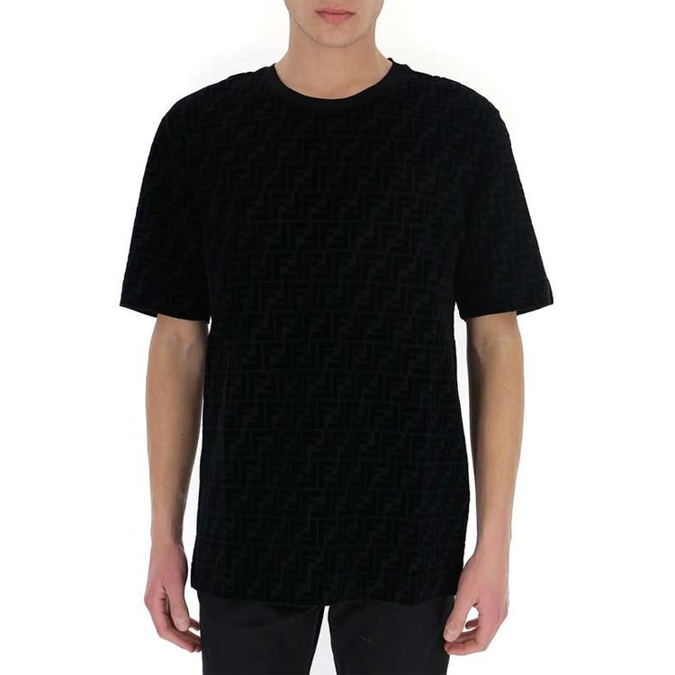 Shop Camiseta FENDI Negra Marrón con Logo Doble F Estampado y Manga Corta. FY0936A7D5F0ABB