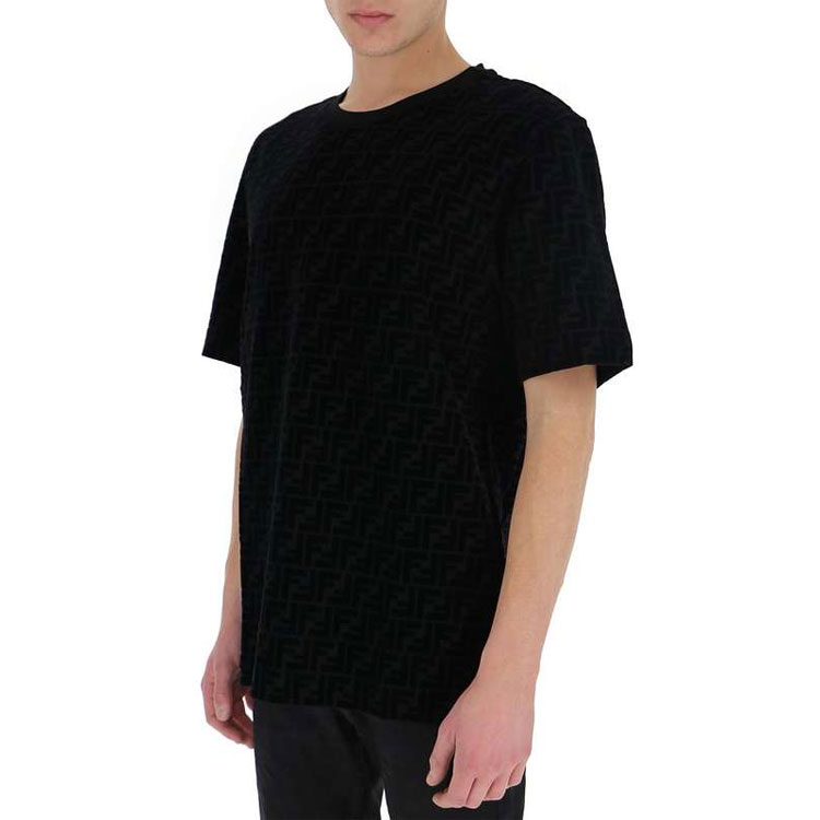 Details for Camiseta FENDI Negra Marrón con Logo Doble F Estampado y Manga Corta. FY0936A7D5F0ABB
