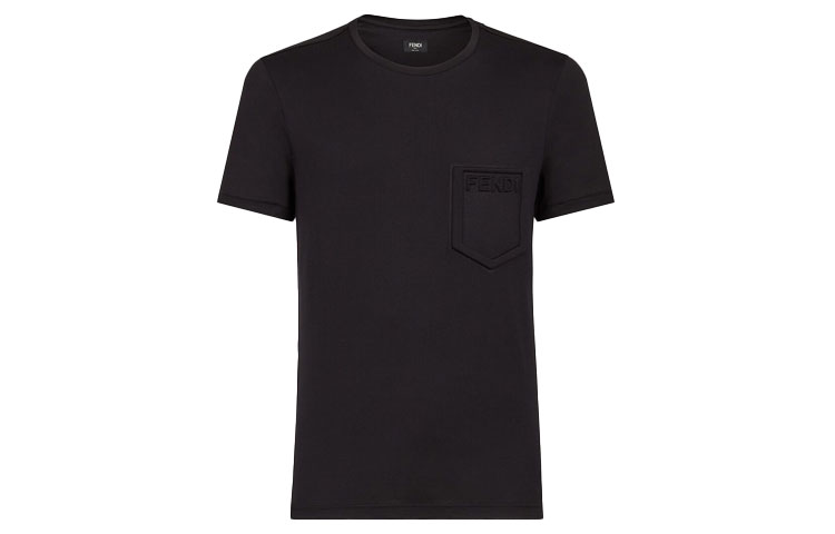 FENDI Black Cotton T-Shirt with Logo FY0894AFRKF0QA1 圖 2