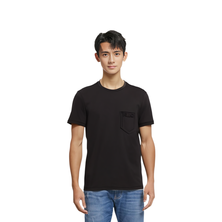 FENDI Black Cotton T-Shirt with Logo FY0894AFRKF0QA1 圖 4