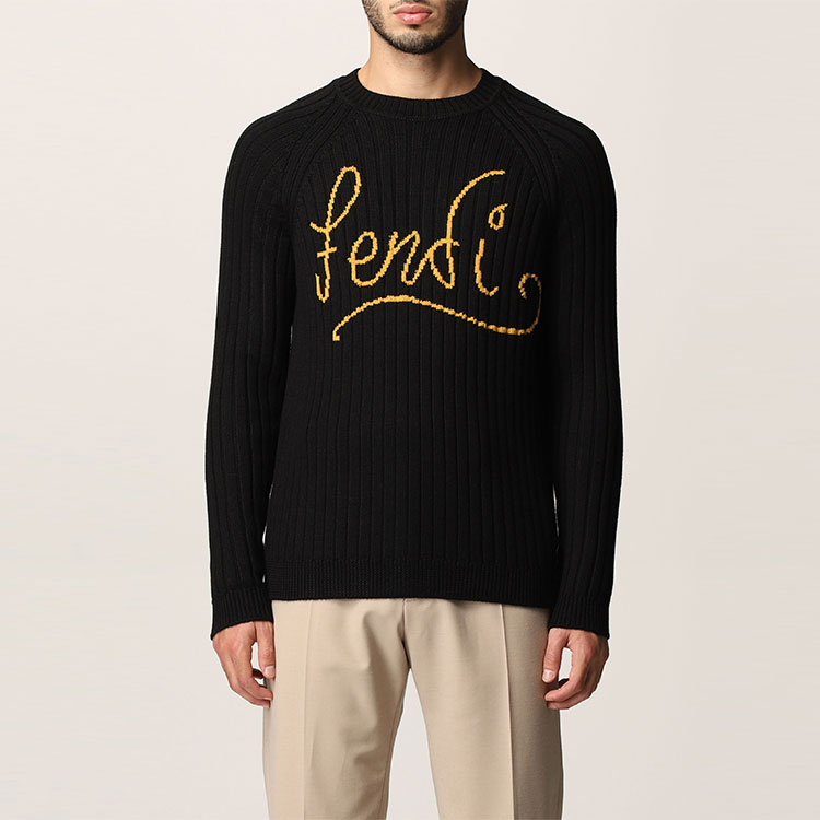 Purchase FENDI 黑色刺繡字母設計圓領毛衣. FZY451AH33F13HJ