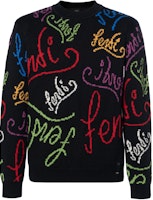 FENDI Black Crewneck Sweater with Logo Inlay Design FZY463AH3EF0QA1 FENDI Black Crewneck Sweater with Logo Inlay Design FZY463AH3EF0QA1