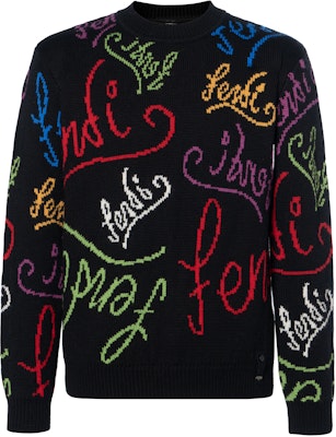 FENDI Black Crewneck Sweater with Logo Inlay Design FZY463AH3EF0QA1 Buy FENDI Black Crewneck Sweater with Logo Inlay Design FZY463AH3EF0QA1