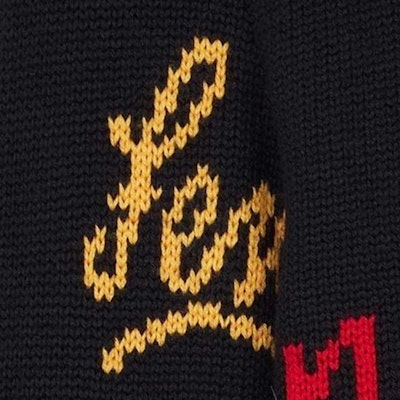 FENDI Black Crewneck Sweater with Logo Inlay Design FZY463AH3EF0QA1 1