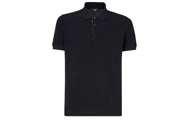 Order FENDI Kemeja Polo Hitam Embossed Solid FY0985AAONF0QA1