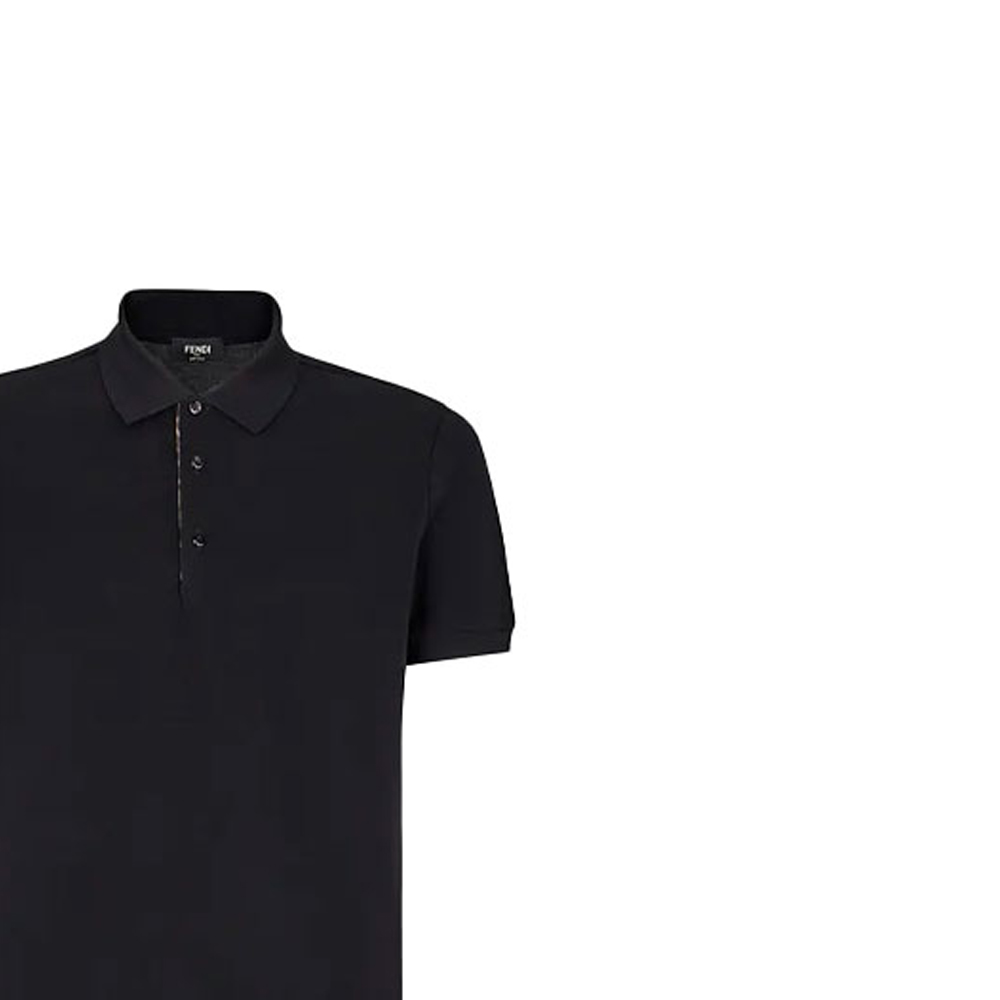 Cheap FENDI Kemeja Polo Hitam Embossed Solid FY0985AAONF0QA1