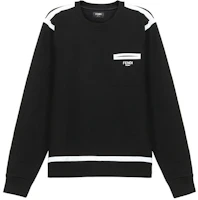 Fendi Black Fleece Letter Logo Colorblock Long Sleeve Sweatshirt FY1035A2IUF0QA1 Fendi Black Fleece Letter Logo Colorblock Long Sleeve Sweatshirt FY1035A2IUF0QA1