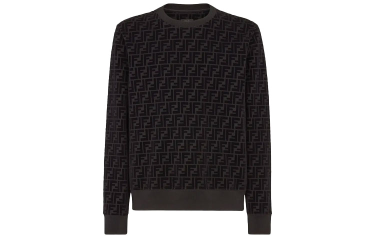 FENDI Black Full Logo Print Long Sleeve Sweatshirt FY1077AFRJF0ABB