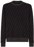 FENDI Black Full Logo Print Long Sleeve Sweatshirt FY1077AFRJF0ABB FENDI Black Full Logo Print Long Sleeve Sweatshirt FY1077AFRJF0ABB