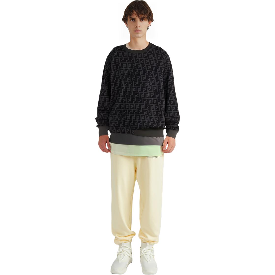 Shop 芬迪黑色满印标志长袖卫衣 FY1077AFRJF0ABB