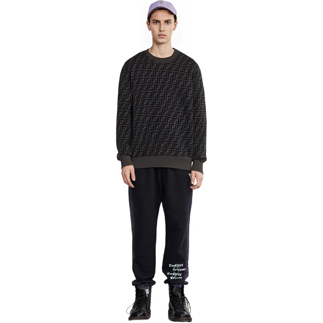 Purchase 芬迪黑色满印标志长袖卫衣 FY1077AFRJF0ABB