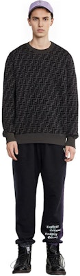 FENDI Black Full Logo Print Long Sleeve Sweatshirt FY1077AFRJF0ABB Purchase FENDI Black Full Logo Print Long Sleeve Sweatshirt FY1077AFRJF0ABB