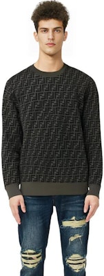 FENDI Black Full Logo Print Long Sleeve Sweatshirt FY1077AFRJF0ABB Details for FENDI Black Full Logo Print Long Sleeve Sweatshirt FY1077AFRJF0ABB