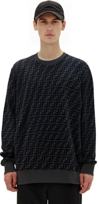 FENDI Black Full Logo Print Long Sleeve Sweatshirt FY1077AFRJF0ABB Sizing FENDI Black Full Logo Print Long Sleeve Sweatshirt FY1077AFRJF0ABB