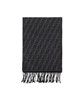 Fendi Black/Grey Logo Fringe Knit Scarf FXS366A4Z4F0RP3 Fendi Black/Grey Logo Fringe Knit Scarf FXS366A4Z4F0RP3