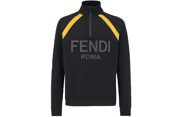 FENDI Black Half-Zip Logo Sweatshirt Jacket. FAF599AECPF0GME