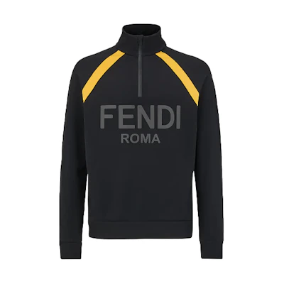 FENDI Black Half-Zip Logo Sweatshirt Jacket. FAF599AECPF0GME