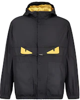 Fendi Black Hooded Jacket with Monster Eye Design FW0627ACC4F0QA1 Fendi Black Hooded Jacket with Monster Eye Design FW0627ACC4F0QA1