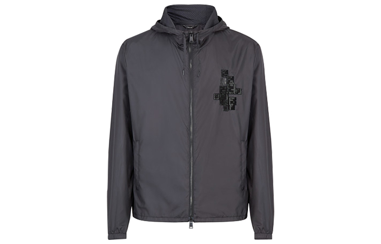 Fendi Black Hooded Windbreaker Jacket FW0832ACCDF0QA1