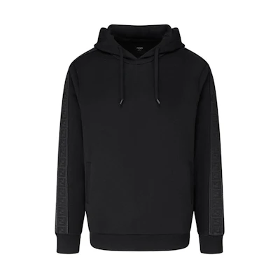 FENDI Black Hoodie with Side Logo Print. FY0981A2F1F0QA1