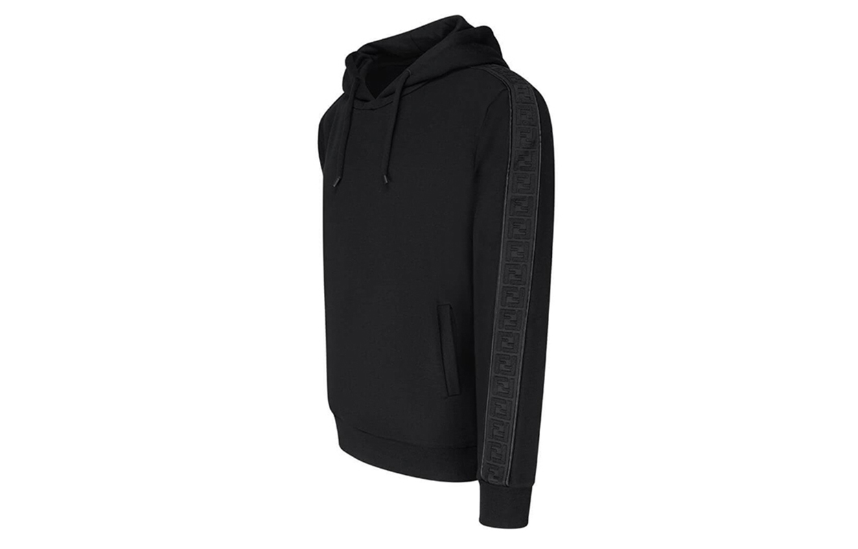 Shop 芬迪黑色连帽衫侧边标志印花. FY0981A2F1F0QA1