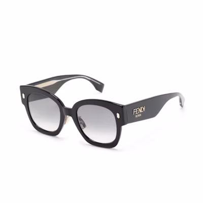 FENDI Black Irregular Acetate Sunglasses Unisex with Side Letter Detail FF0458GS