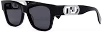Buy FENDI Black Irregular Sunglasses with Logo Temples Unisex Couple Style. 40081F-01A-57