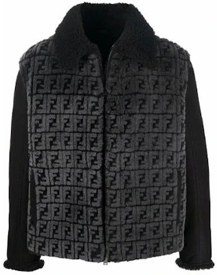 Fendi Black Jacket with F-Pattern Print and Long Sleeves FM0172AGUIF0GME Buy Fendi Black Jacket with F-Pattern Print and Long Sleeves FM0172AGUIF0GME