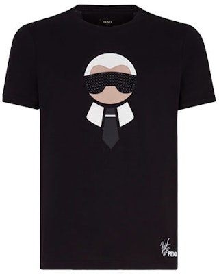FENDI Black Karl Lagerfeld Cartoon Rhinestone Graphic T-Shirt FY0682O9KF0QA1 Buy FENDI Black Karl Lagerfeld Cartoon Rhinestone Graphic T-Shirt FY0682O9KF0QA1