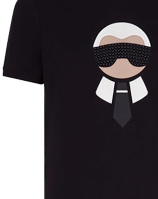 FENDI Black Karl Lagerfeld Cartoon Rhinestone Graphic T-Shirt FY0682O9KF0QA1 Sizing FENDI Black Karl Lagerfeld Cartoon Rhinestone Graphic T-Shirt FY0682O9KF0QA1