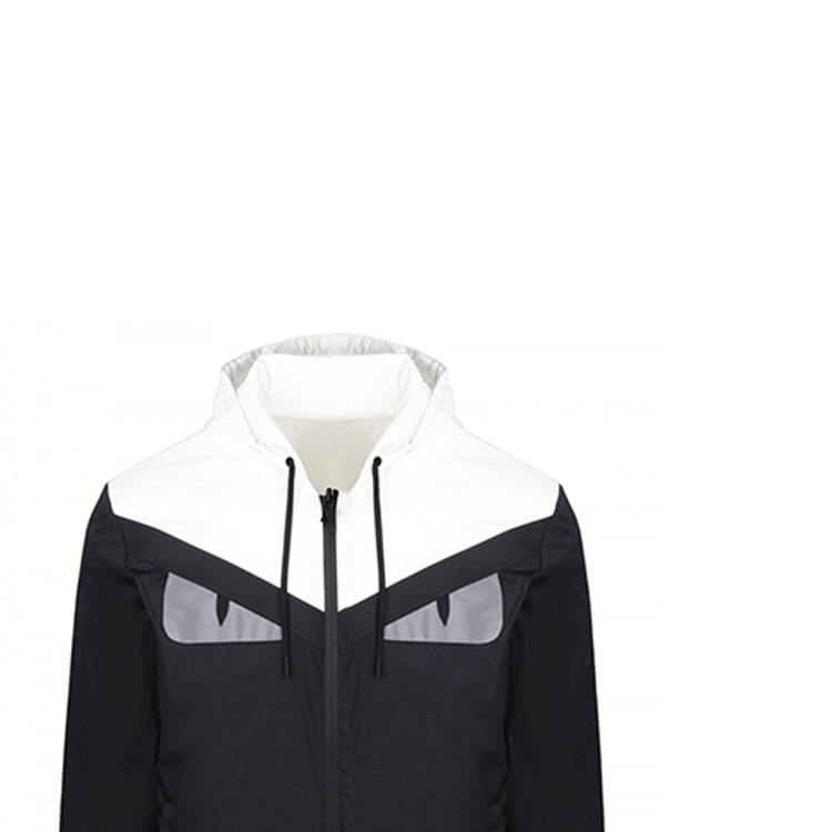 Sizing FENDI Jaket Hitam Knit dengan Rekaan Mata Monster FAA527OTBF0RWK