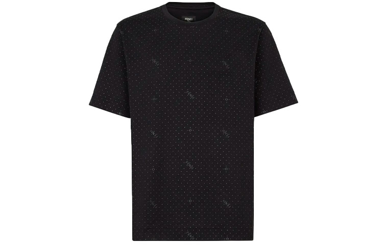 FENDI Black Knitted Logo Loose Fit Crewneck T-Shirt. FY0936AH0JF0QA1 圖 2