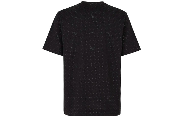 FENDI Black Knitted Logo Loose Fit Crewneck T-Shirt. FY0936AH0JF0QA1 圖 3