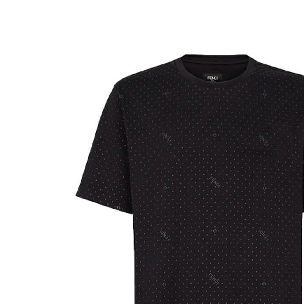 FENDI Black Knitted Logo Loose Fit Crewneck T-Shirt. FY0936AH0JF0QA1 圖 5