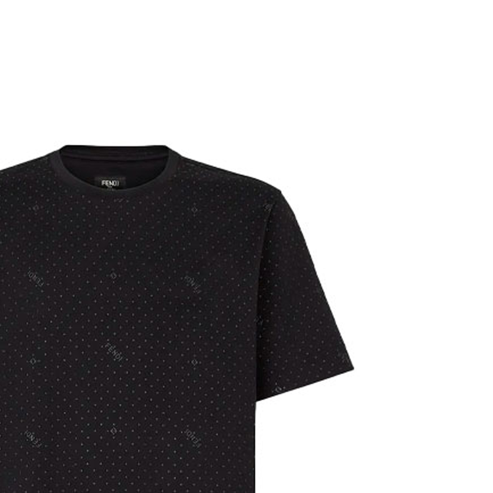 FENDI Black Knitted Logo Loose Fit Crewneck T-Shirt. FY0936AH0JF0QA1 圖 7