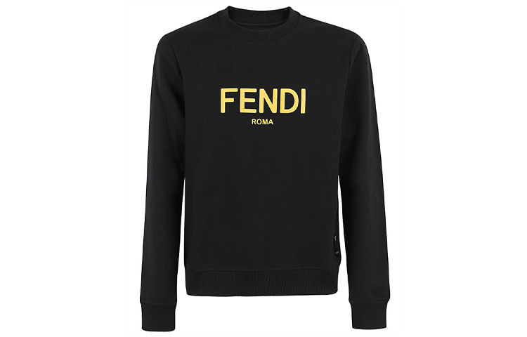 Fendi Black Logo Print Crewneck Long Sleeve Sweatshirt FY0178AE05F0QA1