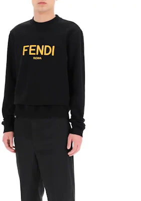 Fendi 黑色LOGO印花圓領長袖衛衣 FY0178AE05F0QA1 Shop Fendi 黑色LOGO印花圓領長袖衛衣 FY0178AE05F0QA1