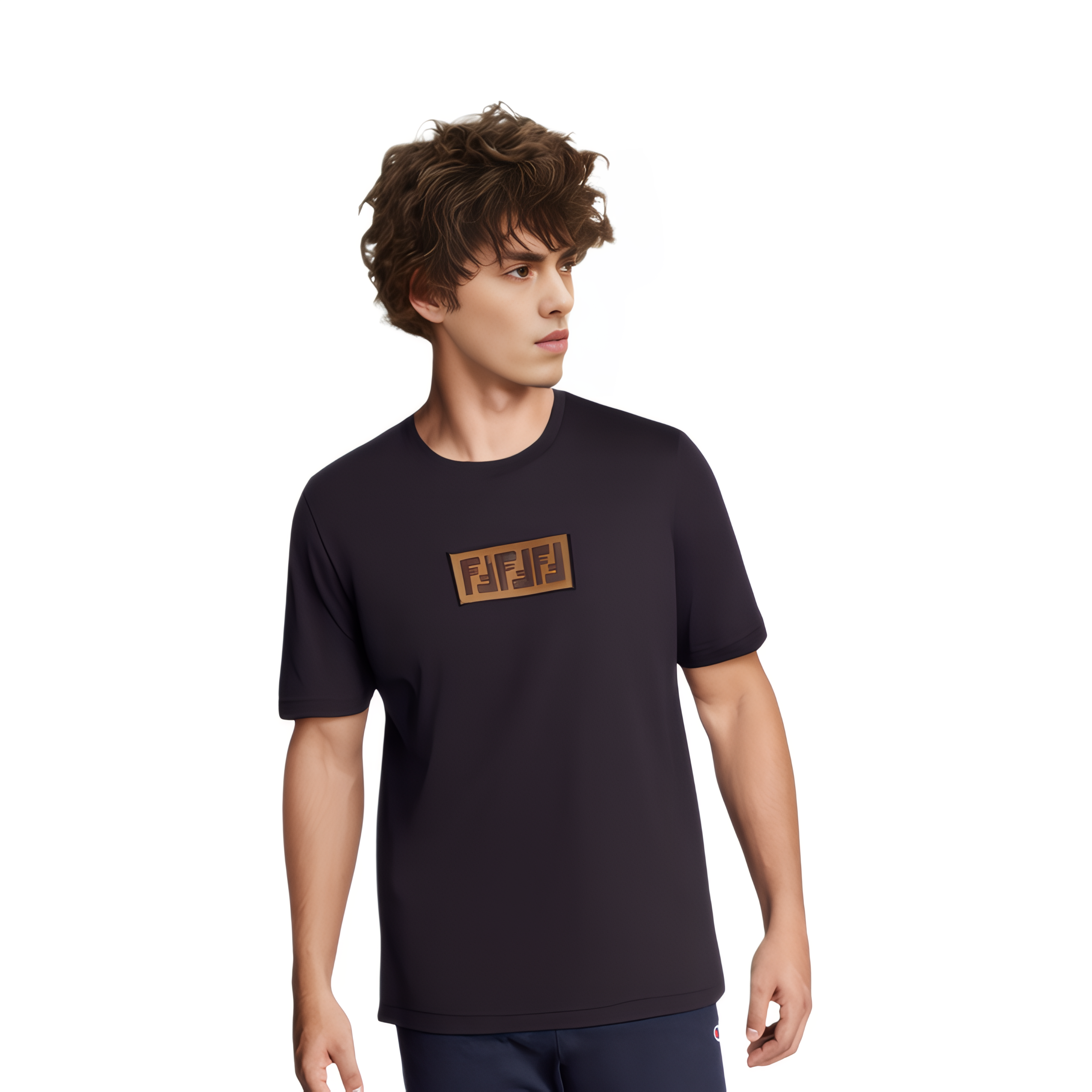 Purchase FENDI Baju-T Logo Cetak Hitam Leher Bulat Regular Fit. FY0894A28UF0QA1